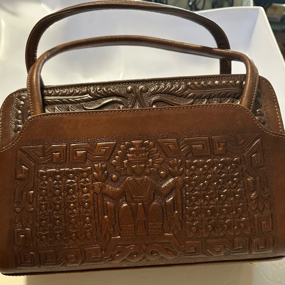 Vintage Mont-Abur Mexican Leather Purse Aztec